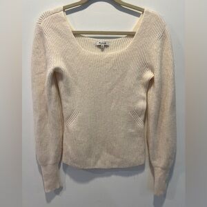 Madewell Cream Ribbed Scoop Neck Sweater